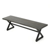Romita Outdoor Dining Bench, Gray Metal, Black Steel, 63"