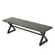 Romita Outdoor Dining Bench, Gray Metal, Black Steel, 63"