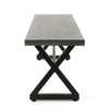 Romita Outdoor Dining Bench, Gray Metal, Black Steel, 63"