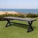 Romita Outdoor Dining Bench, X Shape Legs, Gray Metal, Black Steel, 63 Inch
