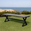 Romita Outdoor Dining Bench, Gray Metal, Black Steel, 63"