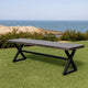 Romita Outdoor Dining Bench, Gray Metal, Black Steel, 63"