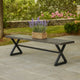 Romita Outdoor Dining Bench, Gray Metal, Black Steel, 63"