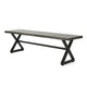Romita Outdoor Dining Bench, Gray Metal, Black Steel, 63"