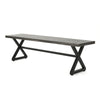 Romita Outdoor Dining Bench, X Shape Legs, Gray Metal, Black Steel, 63 Inch