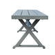 Jica Outdoor Dining Bench, X Legs, Dark Gray Metal, 59"