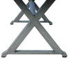 Jica Outdoor Dining Bench, X Legs, Dark Gray Metal, 59"