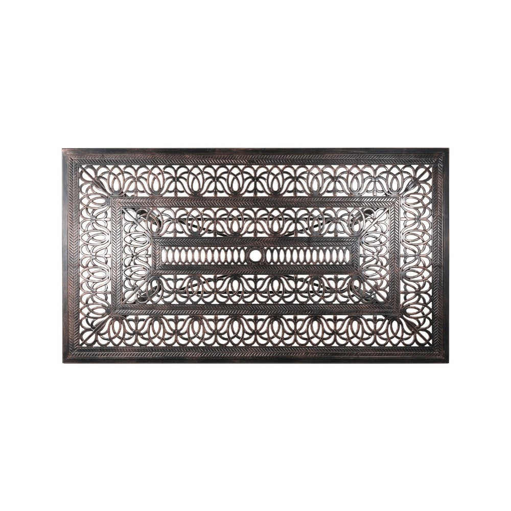 Shaili Outdoor Dining Table, Rectangular 68 Inch, Shiny Copper Cast Metal