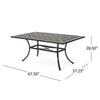 Shaili Outdoor Dining Table, Rectangular 68 Inch, Shiny Copper Cast Metal
