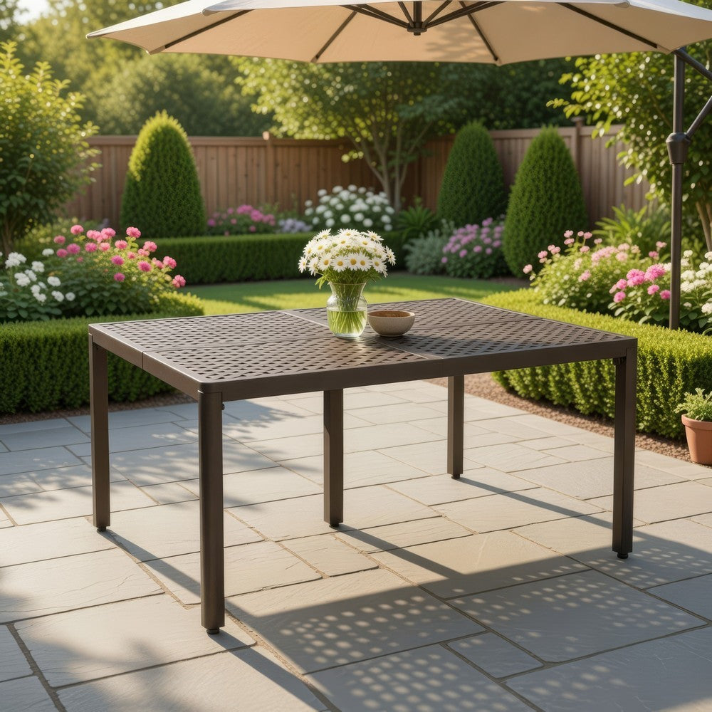 Riley Outdoor Dining Table, Square 61" Glossy Black Metal