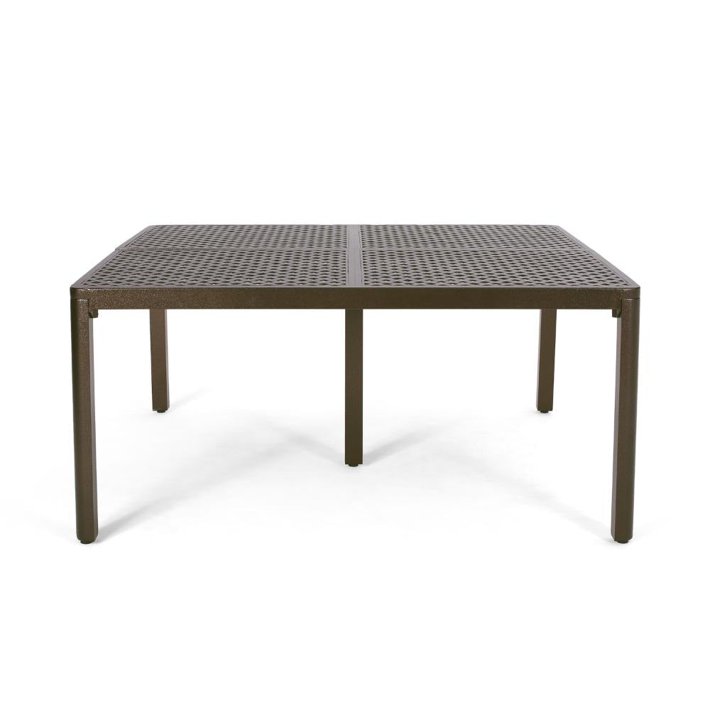 Riley Outdoor Dining Table Glossy Black Metal Lattice Square 61 Inch BM323380