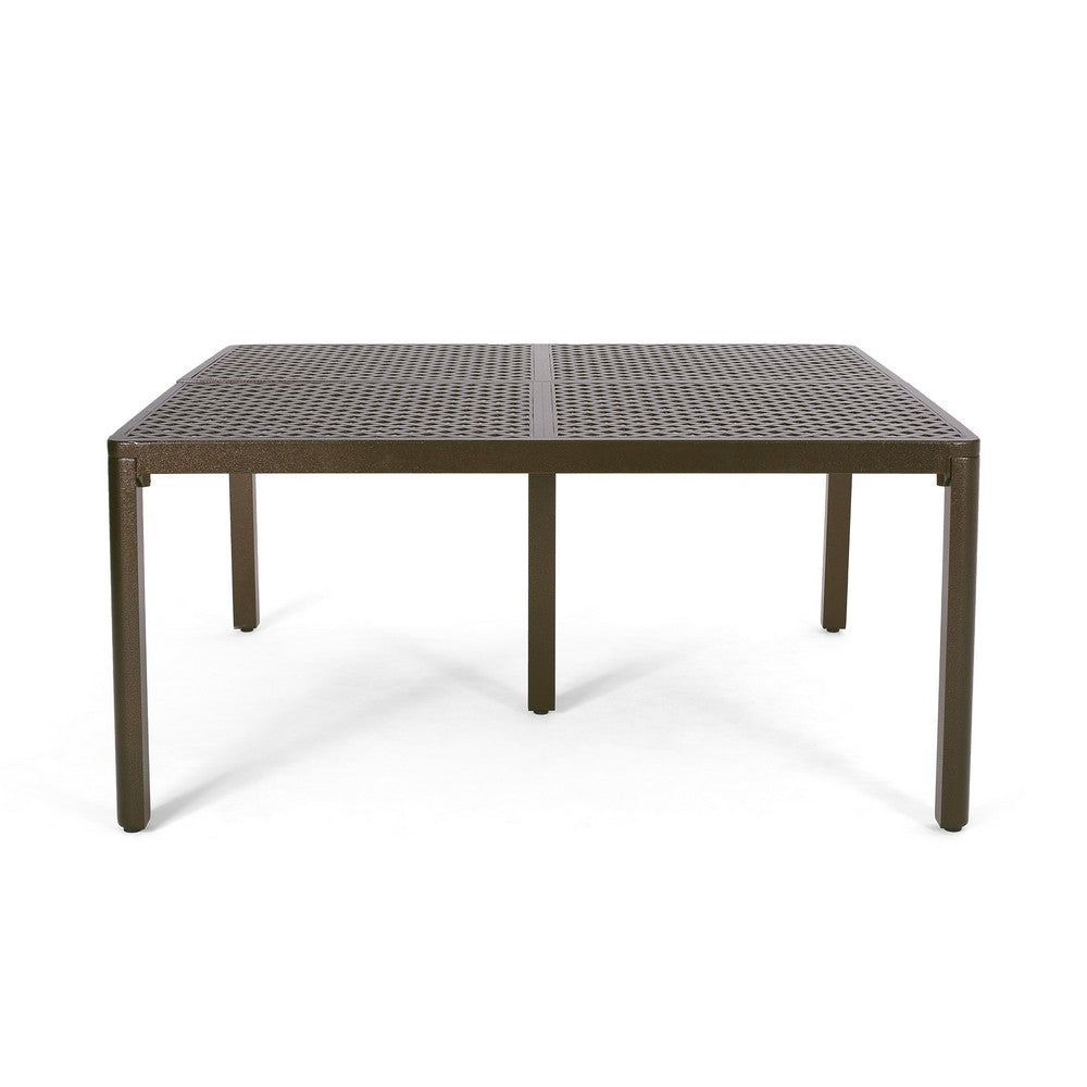 Riley Outdoor Dining Table, Square 61" Glossy Black Metal