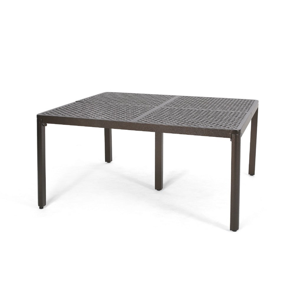 Riley Outdoor Dining Table, Square 61" Glossy Black Metal