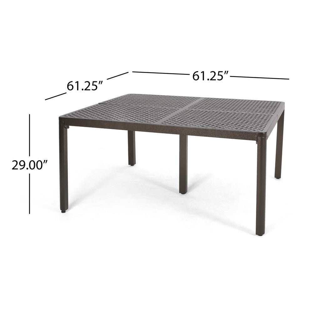 Riley Outdoor Dining Table, Square 61" Glossy Black Metal
