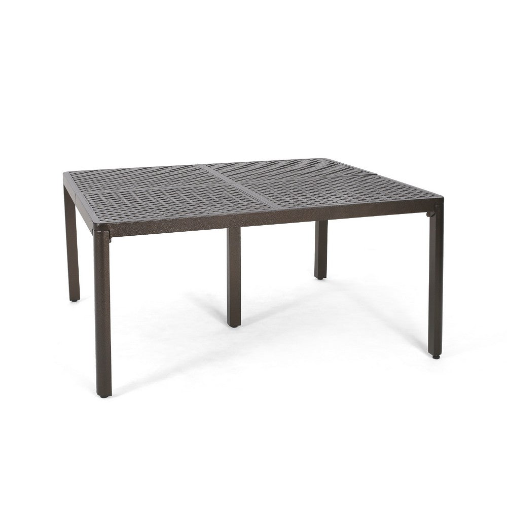 Riley Outdoor Dining Table, Square 61" Glossy Black Metal
