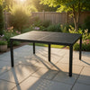Riley Outdoor Dining Table, Square 61" Matte Black Metal