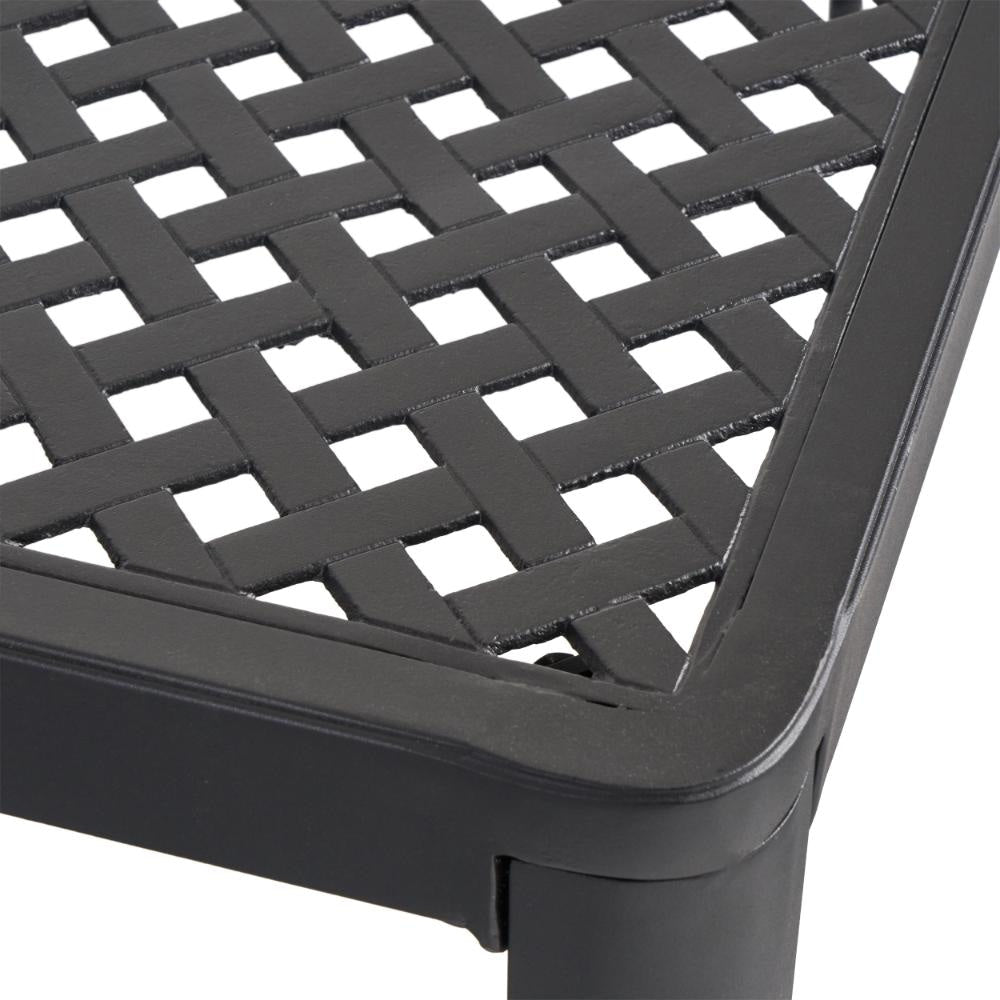 Riley Outdoor Dining Table Square 61 Inch Matte Black Metal Lattice BM323381