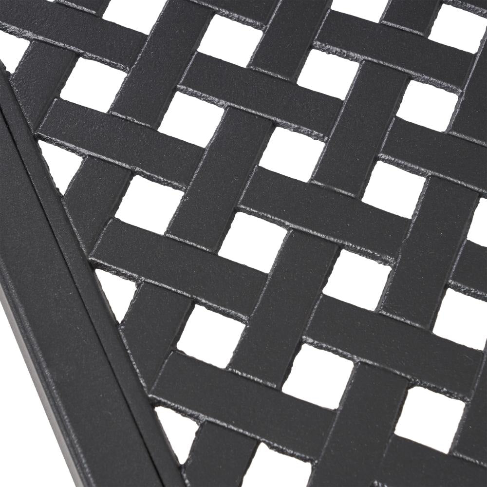 Riley Outdoor Dining Table Square 61 Inch Matte Black Metal Lattice BM323381