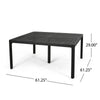 Riley Outdoor Dining Table, Square 61" Matte Black Metal