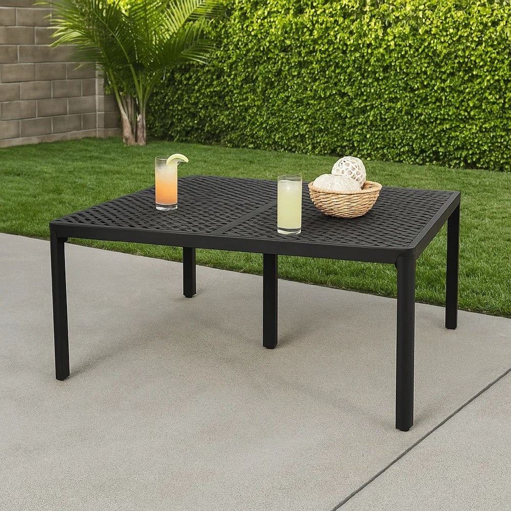 Riley Outdoor Dining Table, Square 61" Matte Black Metal