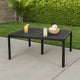 Riley Outdoor Dining Table, Square 61 Inch Matte Black Metal Lattice