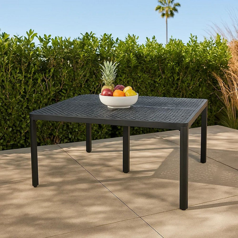 Riley Outdoor Dining Table, Square 61" Matte Black Metal