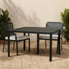 Riley Outdoor Dining Table, Square 61 Inch Matte Black Metal Lattice