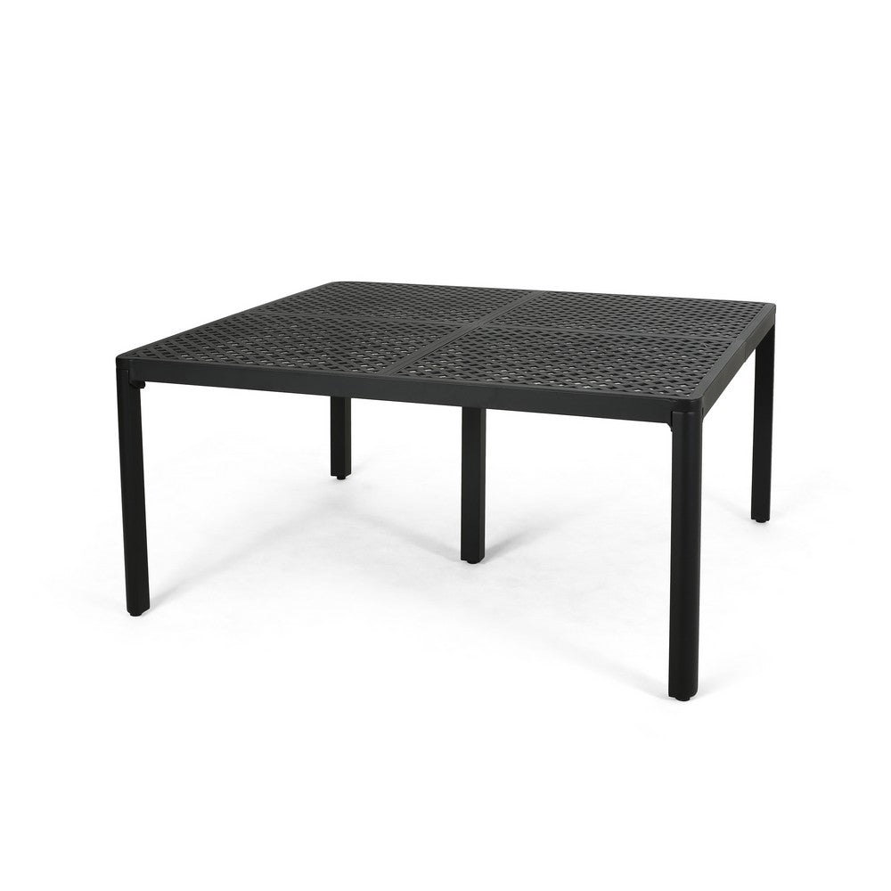 Riley Outdoor Dining Table, Square 61" Matte Black Metal