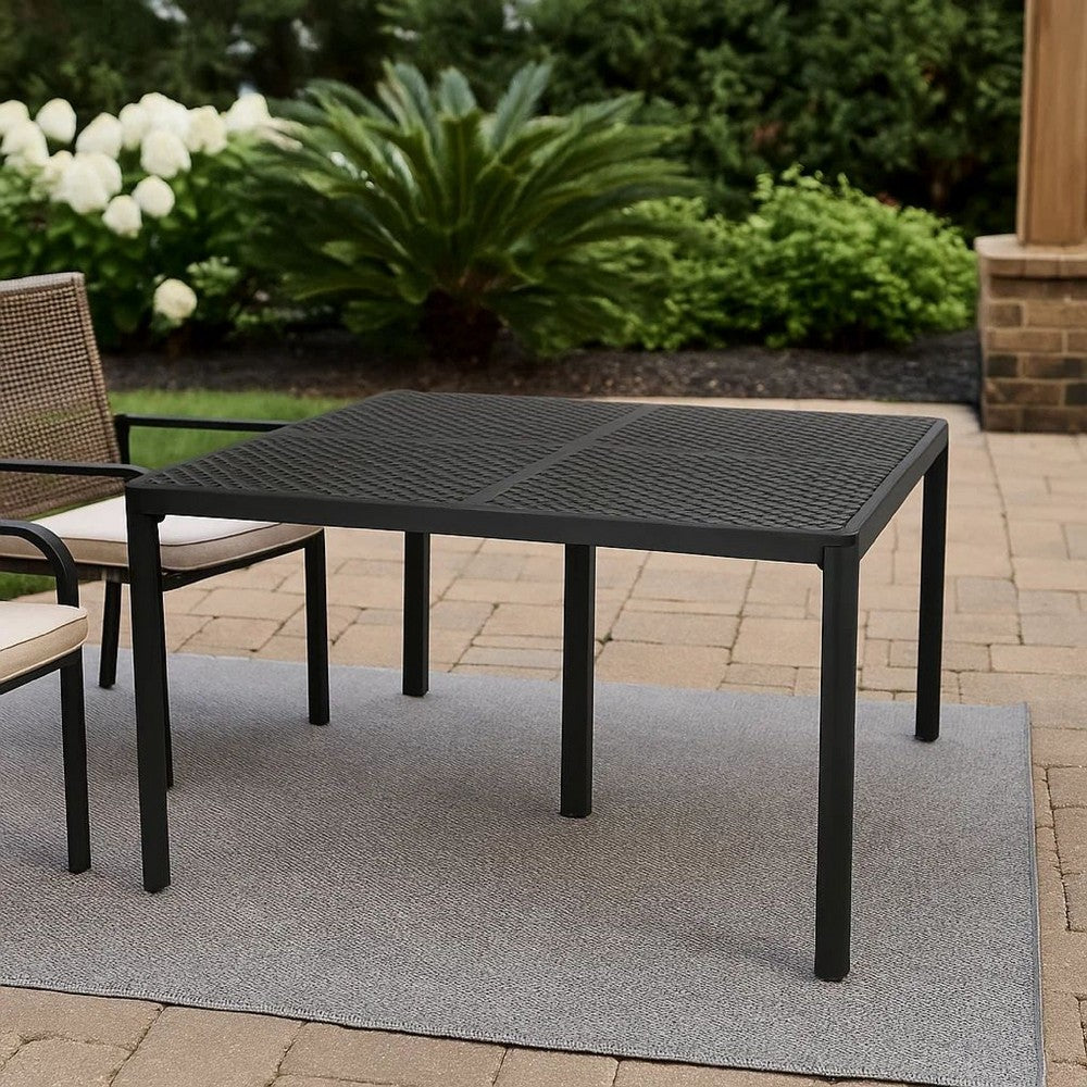Riley Outdoor Dining Table, Square 61" Matte Black Metal