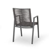 Teny Outdoor Dining Chair Set of 2, Dark Gray Metal. Woven Rope Seat Back