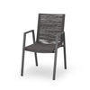 Teny Outdoor Dining Chair Set of 2, Dark Gray Metal. Woven Rope Seat Back