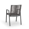 Teny Outdoor Dining Chair Set of 2, Dark Gray Metal. Woven Rope Seat Back