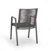 Teny Outdoor Dining Chair Set of 2, Rope Seat, Gray Metal