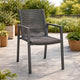 Teny Outdoor Dining Chair Set of 2, Dark Gray Metal. Woven Rope Seat Back