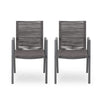Teny Outdoor Dining Chair Set of 2, Rope Seat, Gray Metal