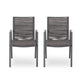 Teny Outdoor Dining Chair Set of 2, Rope Seat, Gray Metal