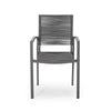 Teny Outdoor Dining Chair Set of 2, Open Back, Gray Metal