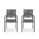 Teny Outdoor Dining Chair Set of 2, Open Back, Gray Metal