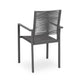 Teny Outdoor Dining Chair Set of 2, Open Back, Woven Rope, Dark Gray Metal