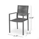 Teny Outdoor Dining Chair Set of 2, Open Back, Gray Metal