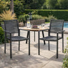 Teny Outdoor Dining Chair Set of 2, Open Back, Woven Rope, Dark Gray Metal