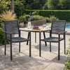 Teny Outdoor Dining Chair Set of 2, Open Back, Gray Metal