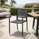 Teny Outdoor Dining Chair Set of 2, Open Back, Woven Rope, Dark Gray Metal