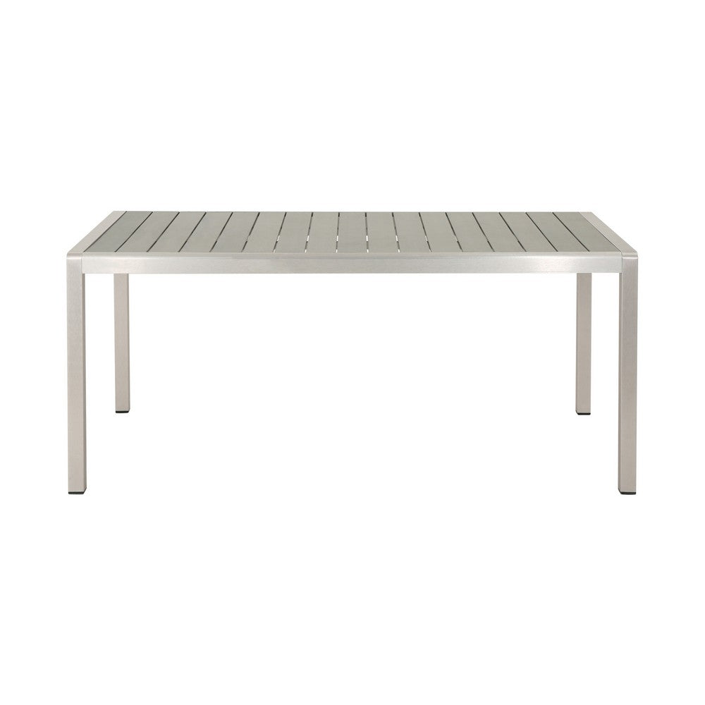 Eoin Outdoor Dining Table, 71" Gray Faux Wood, Metal Frame
