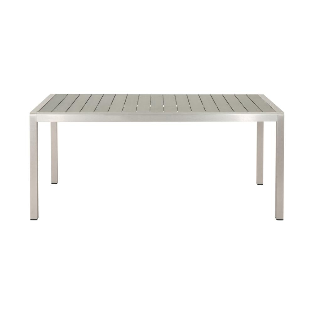 Eoin Outdoor Dining Table Rectangular 71 Inch Gray Faux Wood Metal Frame BM323385