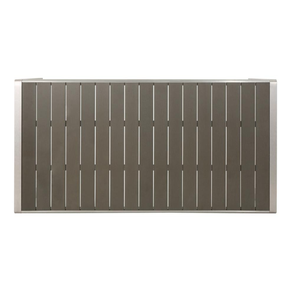 Eoin Outdoor Dining Table Rectangular 71 Inch Gray Faux Wood Metal Frame BM323385
