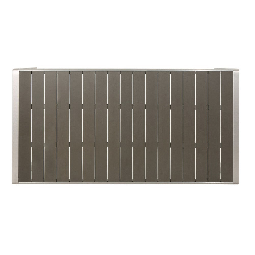 Eoin Outdoor Dining Table, 71" Gray Faux Wood, Metal Frame