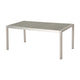 Eoin Outdoor Dining Table, Rectangular 71 Inch Gray Faux Wood, Metal Frame