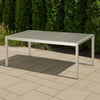 Eoin Outdoor Dining Table, 71" Gray Faux Wood, Metal Frame