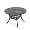 Roch Outdoor Dining Table, 46-61 Inch Expandable, Metal Hammered Bronze